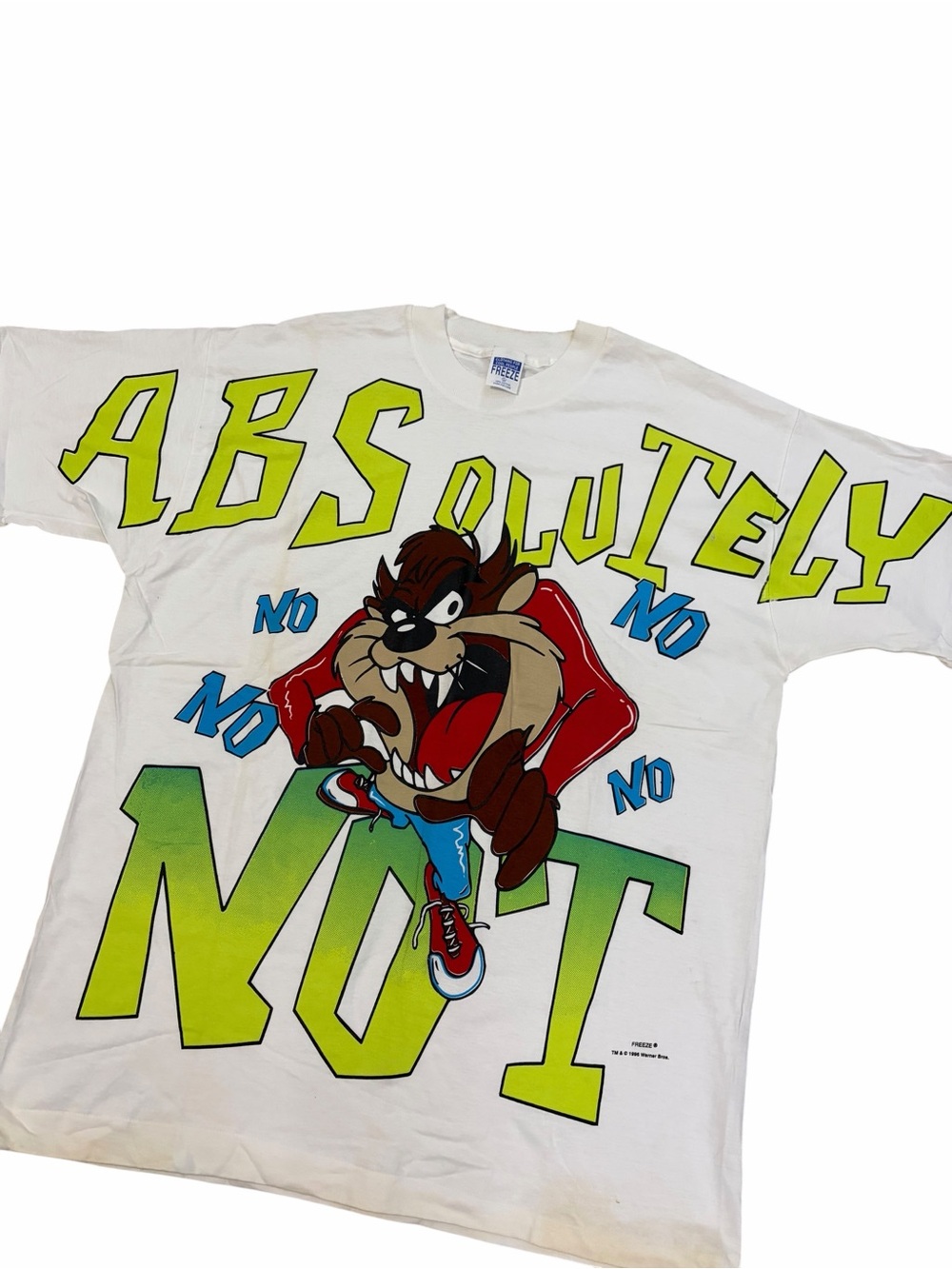 VTG Warner Bros Taz Absolutely Not AOP Shirt Adult Large 90s Single Stitched